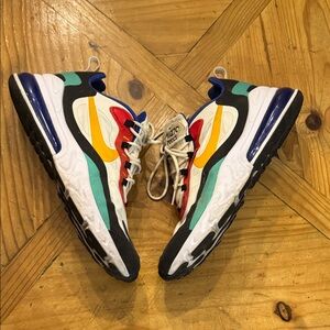 Nike Air Max 270 React White Yellow Red Teal Sneakers
